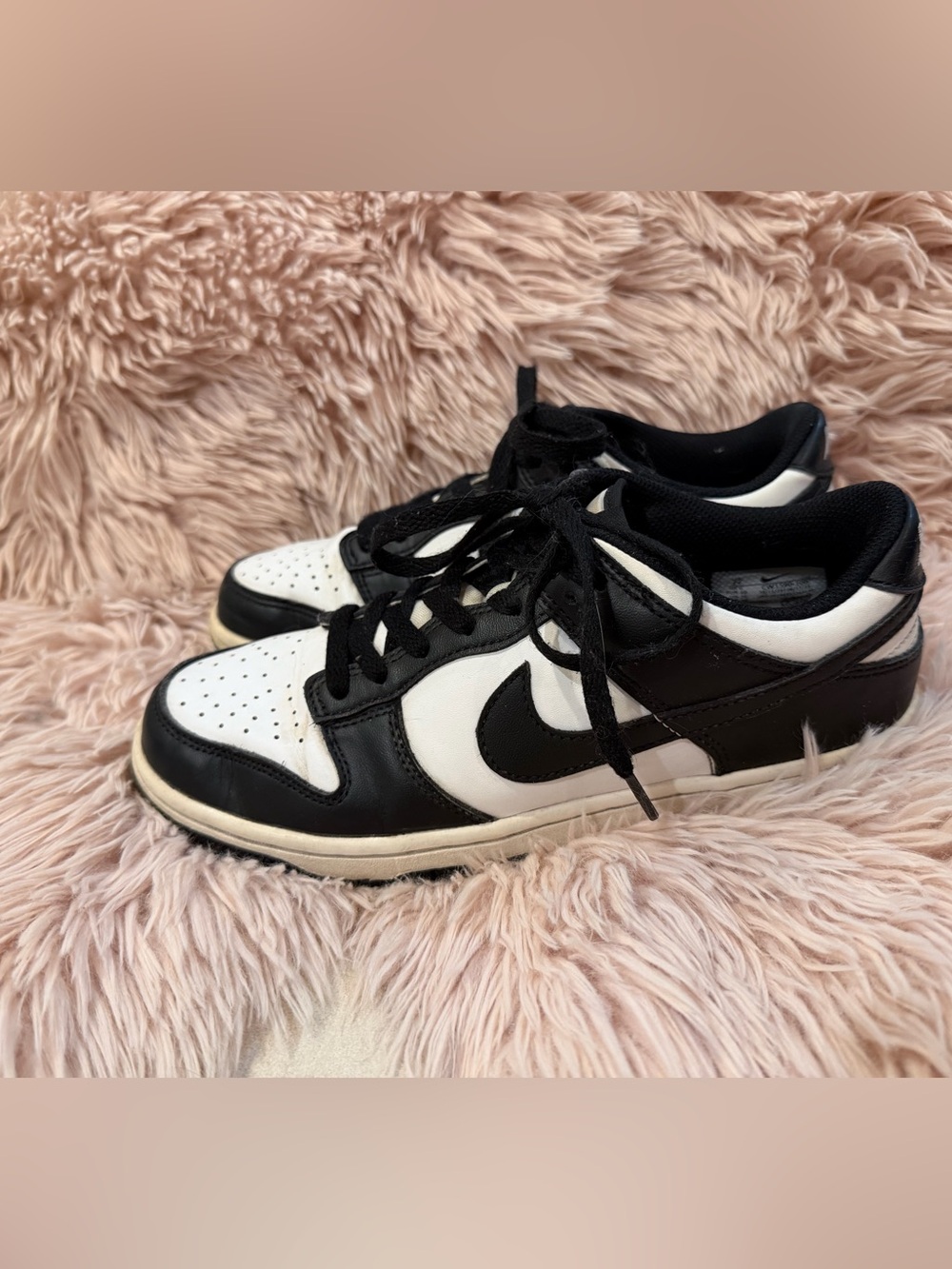 Nike Women's Dunk White Black Low-Top Sneakers Size 7Y 8Womens